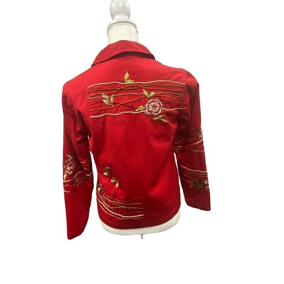 Women's Coldwater Creek Red Embroidered Jacket, Size PXS - Picture 2 of 6